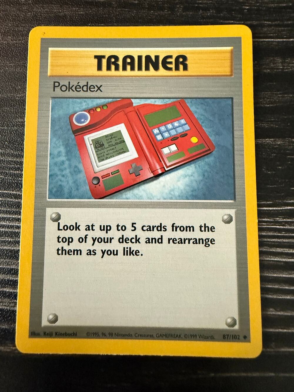 Vintage 1999 Pokémon Base Set Pokédex Trainer Card 87/102 Uncommon